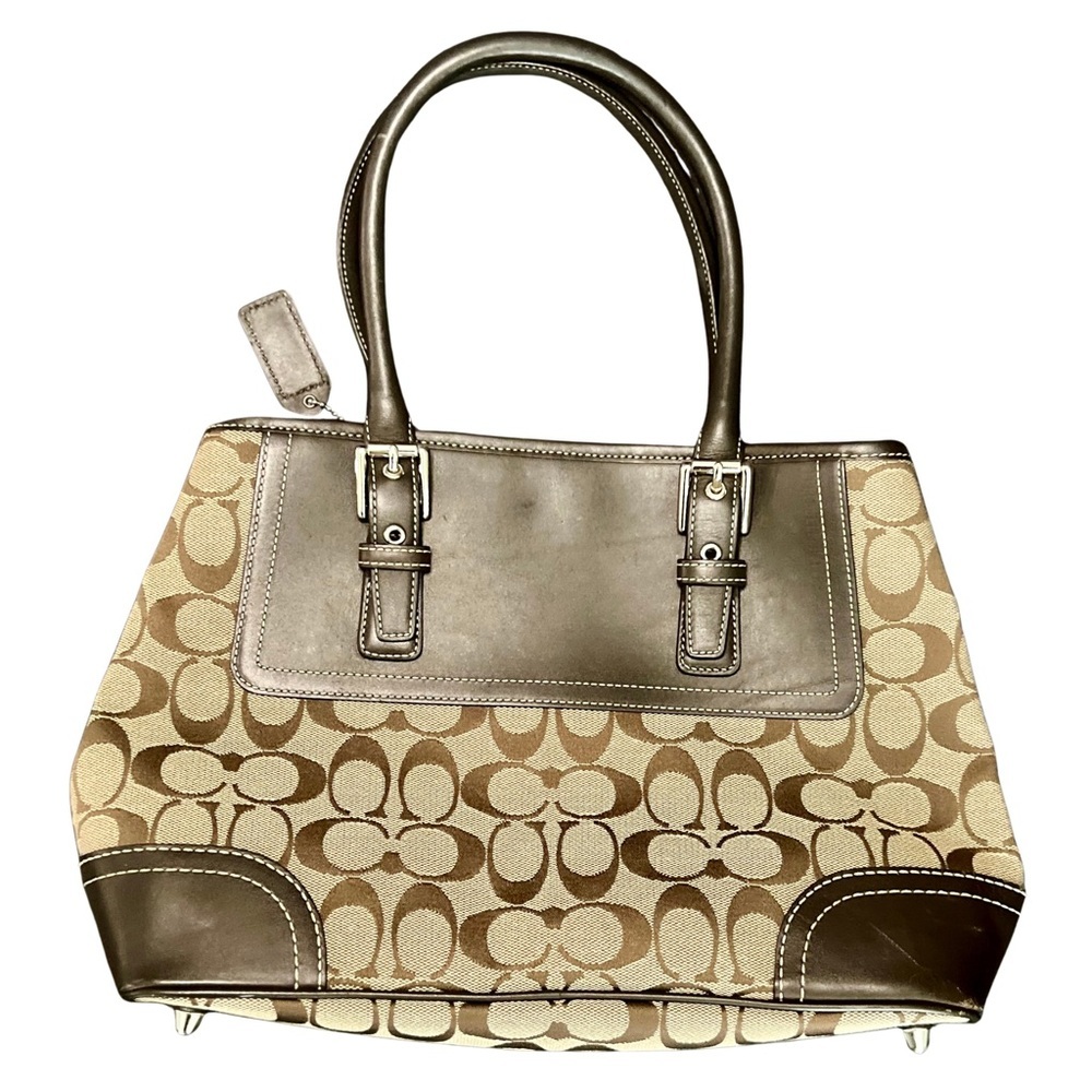 Coach Signature C Satchel Brown Jacquard Canvas & Leather Bag F11220